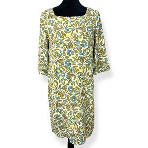 J‎ Jill Dress Womens 10 Green 3/4 Cuffed Sleeves Knee Length Lined
